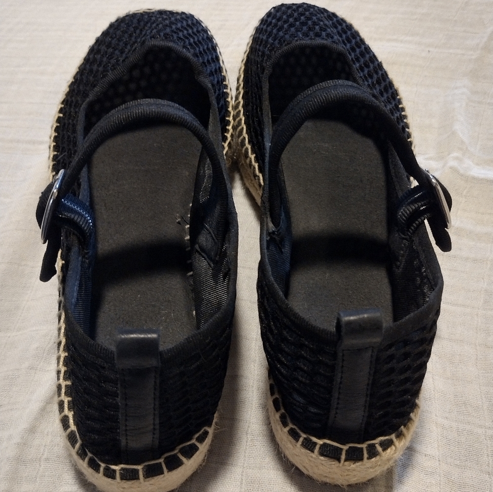 Maeve Black Mesh Espadrille Flats with Jute Sole - Picture 7 of 12